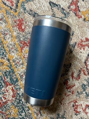 Yeti Matte Navy Blue Stainless Steel Tumbler with Silver Accents